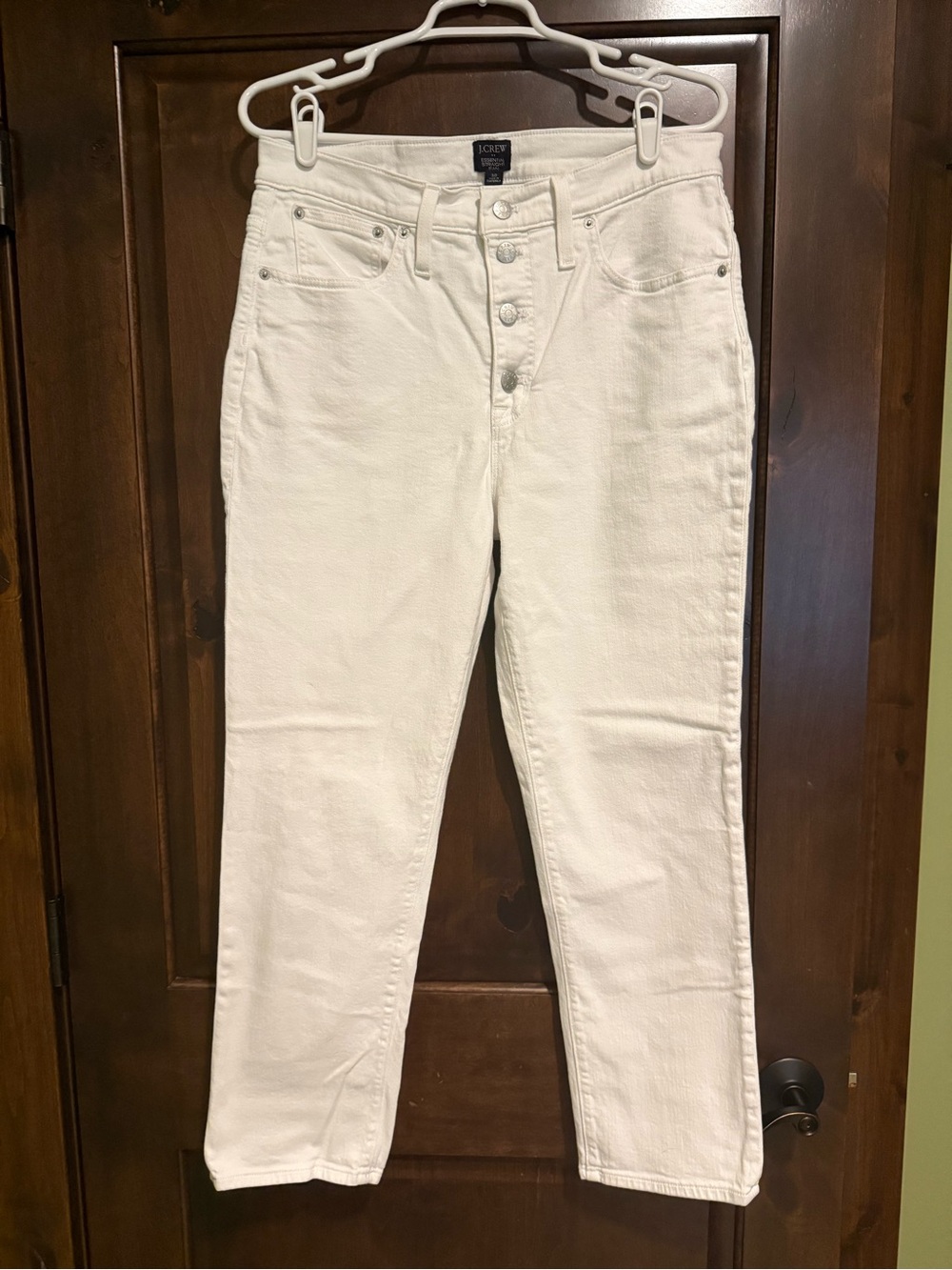 J. Crew White Straight-Leg High-Rise Jeans